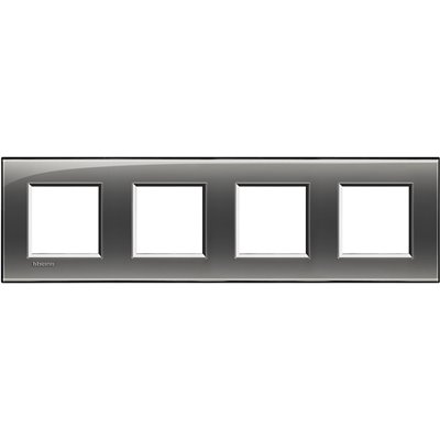 Placa 4 elementos 2+2+2+2 módulos Livinglight BTICINO LNA4802M4KF Fumé