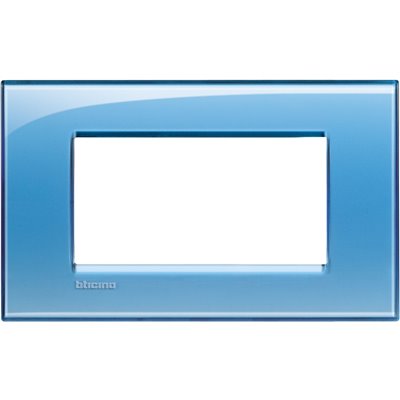 Placa embellecedora 4 módulos centrados Livinglight BTICINO LNA4804AD Azul