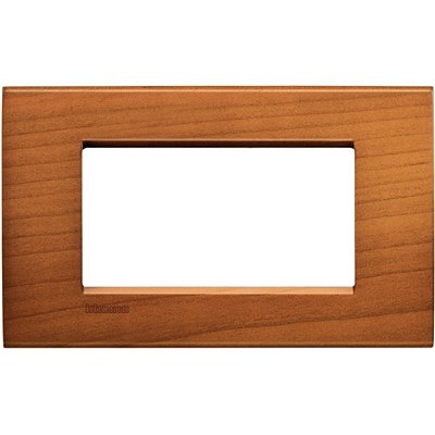 Placa embellecedora 4 módulos centrados Livinglight BTICINO LNA4804LCA Cerezo