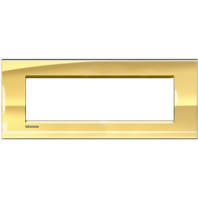 Placa embellecedora 7 módulos centrados Livinglight BTICINO LNA4807OA Oro frio
