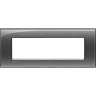 Placa embellecedora 7 módulos centrados Livinglight BTICINO LNA4807KF Fumé