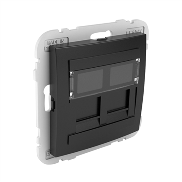 Tapa con Soporte para dos Conectores RJ45 LOGUS 90 color negro mate EFAPEL 90442 SPM