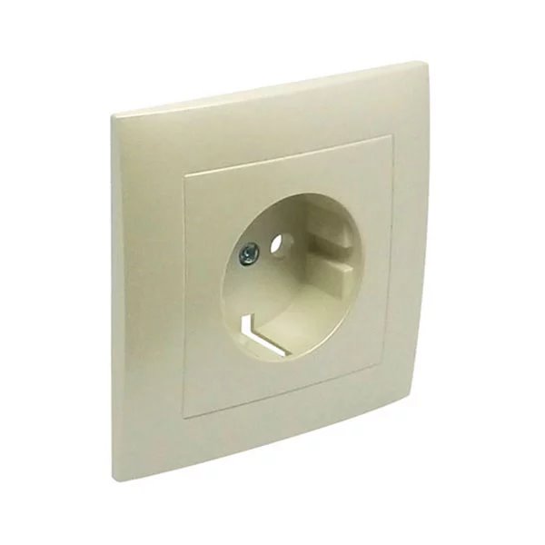 Marco monobloc toma Schuko LOGUS 90 con protección color perla EFAPEL 90903 TPE