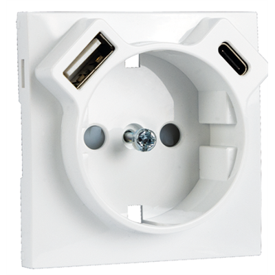 Tapa toma francesa + USB A/C LOGUS 90 color blanco EFAPEL 90930 TBR