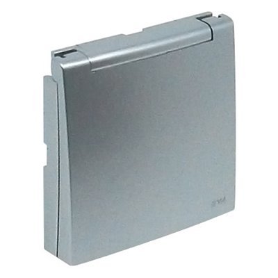 Tapa articulada toma francesa LOGUS 90 con protección IP44 color aluminio EFAPEL 90654 TAL