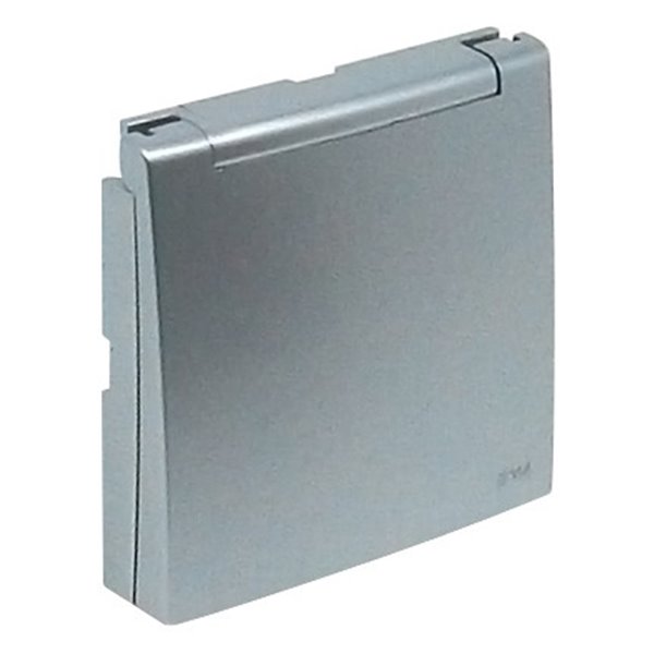 Tapa articulada toma francesa LOGUS 90 con protección IP44 color aluminio EFAPEL 90654 TAL