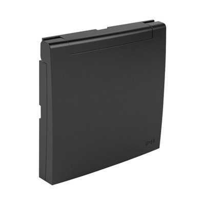 Tapa articulada toma francesa LOGUS 90 con protección IP44 color negro mate EFAPEL 90654 TPM