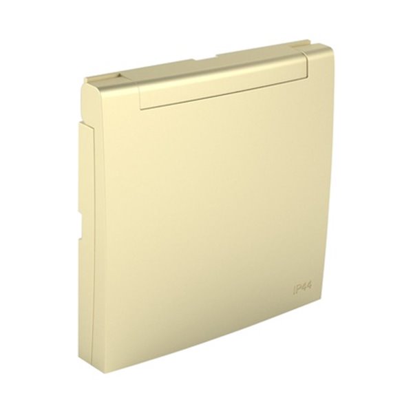 Tapa articulada toma francesa LOGUS 90 con protección IP44 color dorado EFAPEL 90654 TDU