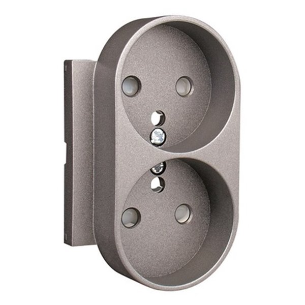 Tapa doble toma francesa LOGUS 90 con protección color gris EFAPEL 90656 TIS