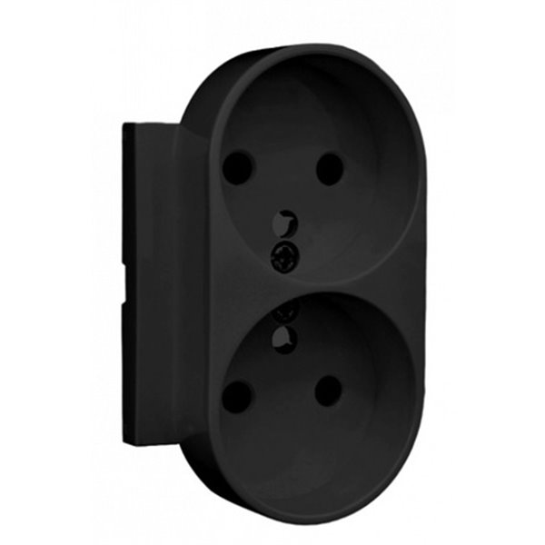 Tapa doble toma francesa LOGUS 90 con protección color negro mate EFAPEL 90656 TPM