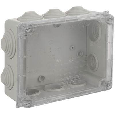 Caja estanca 160x135x70 mm con conos SOLERA 717TP Gris y transparente