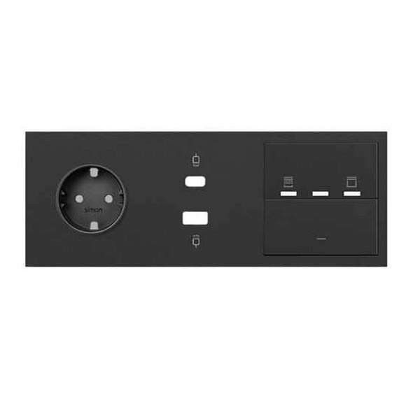 Kit frontal 3 elementos 1 base + USB C+A + pers + tec SIMON 10020333-230 Simon 100 Negro mate