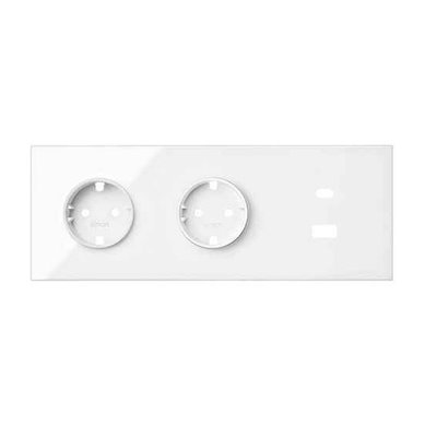 Kit frontal 3 elementos 2 bases + USB C+A SIMON 10020335-130 Simon 100 Blanco