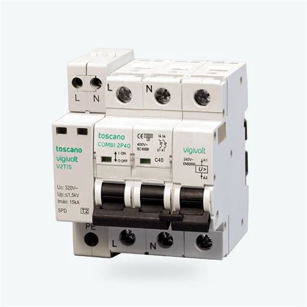 Protector sobretensiones mixto TOSCANO COMBI-2P40T15 monofasico 10002471
