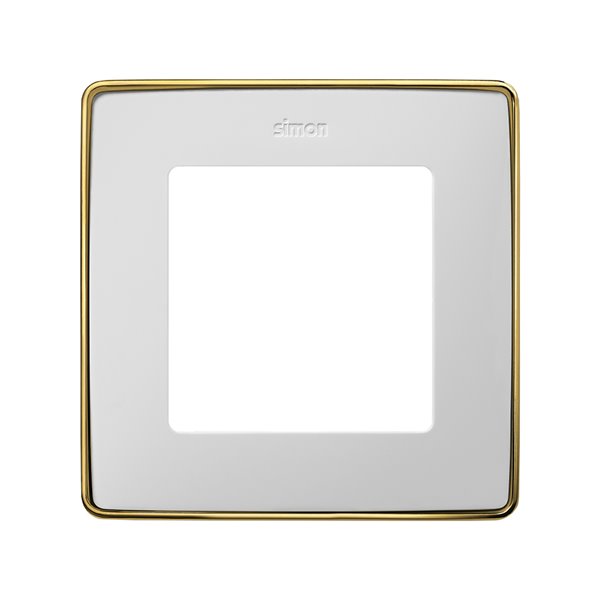Marco 1 elemento Simon 82 Detail Select 8201610-245 Blanco base oro