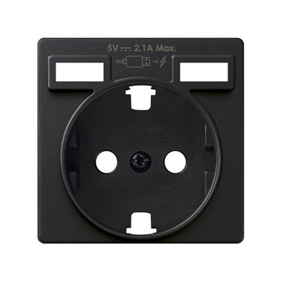 Conjunto base de enchufe schuko + 2xUSB +tapa 8201432-098 negro mate Simon 82