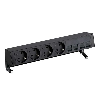 Kit sobremesa SIMON 400 4 enchufes 4 RJ45 42604040-138 Negro