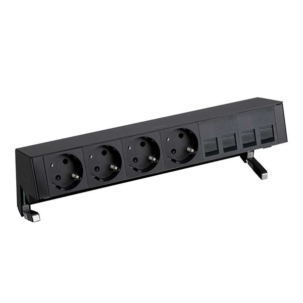 Kit sobremesa SIMON 400 4 enchufes 4 RJ45 42604040-138 Negro