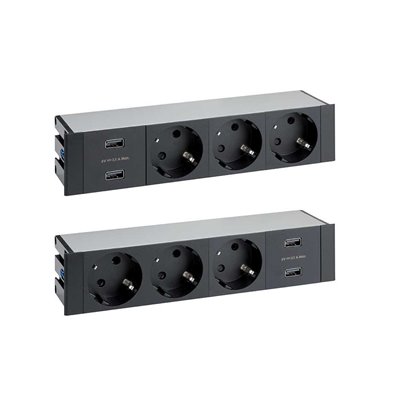 Kit dentro de mesa SIMON 400 6 enchufes 4 USB 47423000-138 Negro