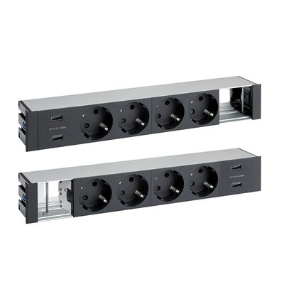 Kit dentro de mesa SIMON 400 8 enchufes 4 USB 2 huecos 46624000-138 Negro