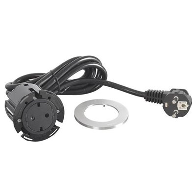 Toma empotrada 2P+T LEGRAND serie INCARA cable 2m y clavija 2P+T 654727 Metálico