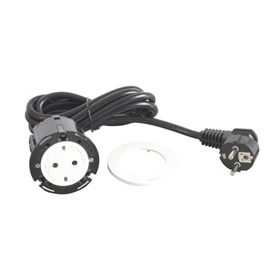 Toma empotrada 2P+T LEGRAND serie INCARA cable 2m y clavija 2P+T 654725 Blanco