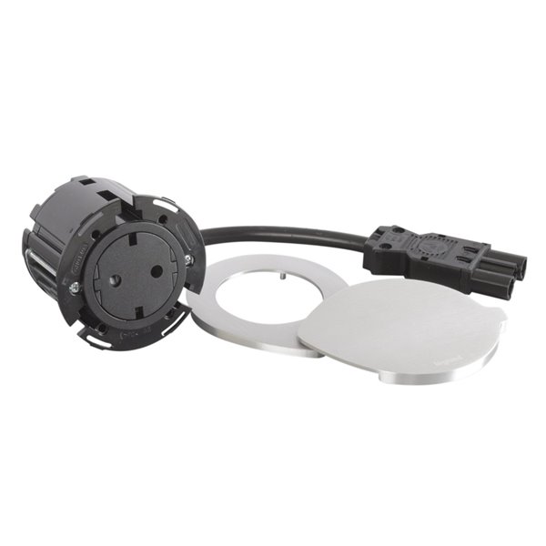 Toma empotrada 2P+T y tapa LEGRAND serie INCARA conector Wieland 654728F Metálica