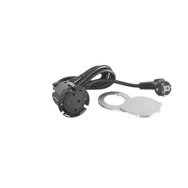 Toma empotrada 2P+T y tapa LEGRAND serie INCARA cable 2m y clavija 2P+T 654728 Metálica