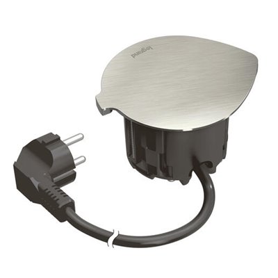 Toma empotrada 2P+T y tapa LEGRAND serie INCARA cable 2m y clavija 2P+T 654728 Metálica