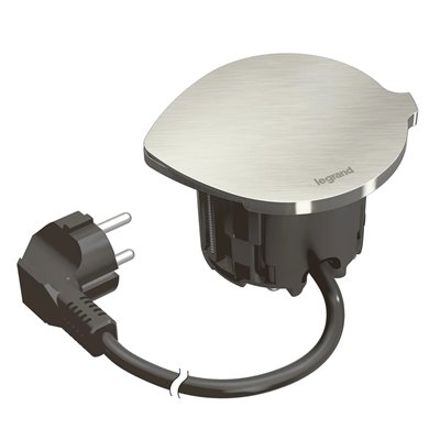 Cargador empotrado USB A+C con tapa LEGRAND INCARA cable 2m y clavija 2P+T 654733 Metálico