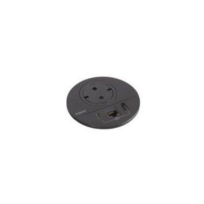 Toma empotrada 2P+T, USB A+C y RJ45 LEGRAND INCARA conector Wieland 654711F Negro