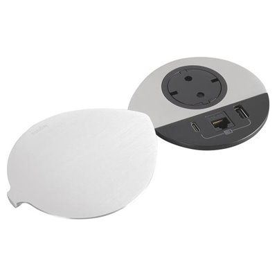 Toma empotrada 2P+T, USB A+C y RJ45 con tapa LEGRAND INCARA 2m clavija 2P+T 654713 Metálico