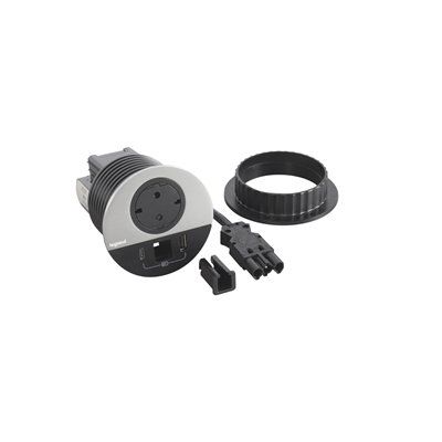 Toma empotrada 2P+T, USB A+C y salida LEGRAND INCARA Wieland 654716F Metálico