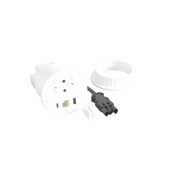 Toma empotrada 2P+T, USB A+C y salida LEGRAND INCARA Wieland 654714F Blanco