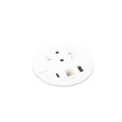 Toma empotrada 2P+T, USB A+C y salida LEGRAND INCARA Wieland 654714F Blanco