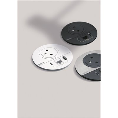 Toma empotrada 2P+T, USB A+C y salida LEGRAND INCARA Wieland 654714F Blanco