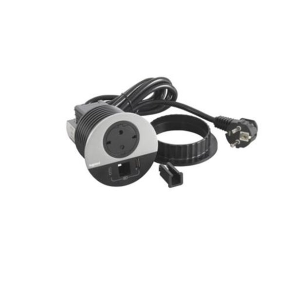 Toma empotrada 2P+T, USB A+C y salida LEGRAND INCARA 2m y 2P+T 654716 Metálico
