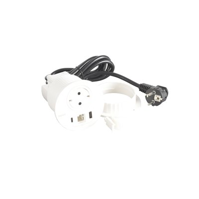 Toma empotrada 2P+T, USB A+C y salida LEGRAND INCARA 2m y 2P+T 654714 Blanco