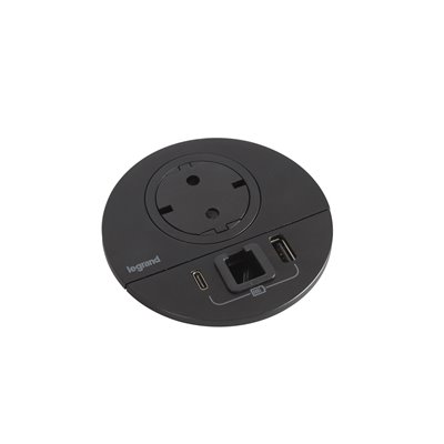 Toma empotrada 2P+T, USB A+C y salida LEGRAND INCARA 2m y 2P+T 654715 Negro