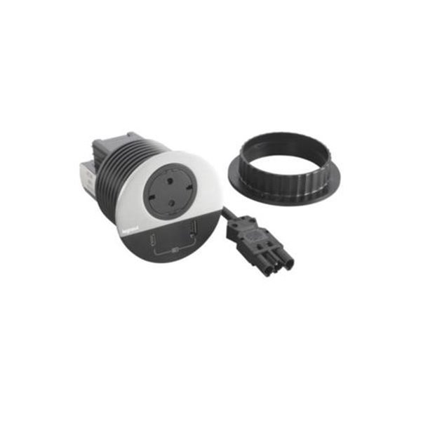 Toma empotrada 2P+T, USB A+C LEGRAND INCARA Wieland 655046F Metálico