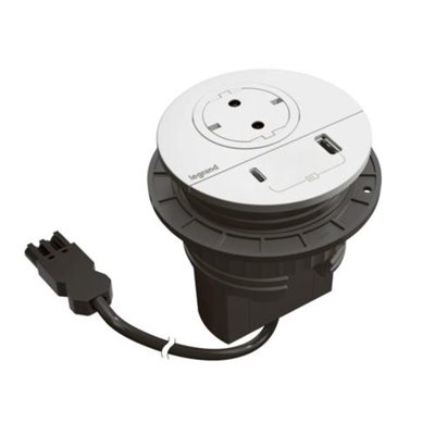 Toma empotrada 2P+T, USB A+C LEGRAND INCARA Wieland 655044F Blanco