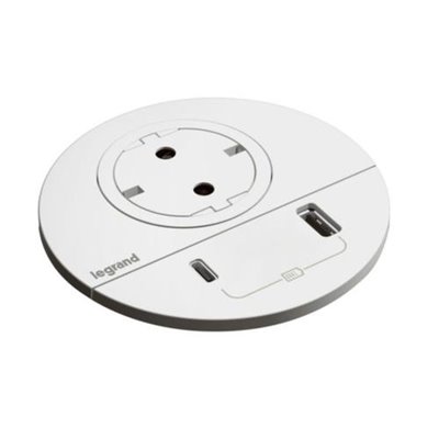 Toma empotrada 2P+T, USB A+C LEGRAND INCARA Wieland 655044F Blanco