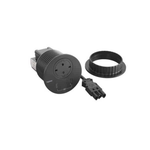 Toma empotrada 2P+T, USB A+C LEGRAND INCARA Wieland 655045F Negro
