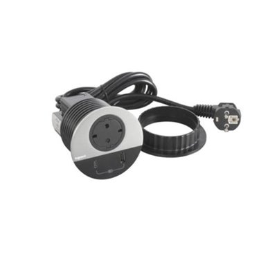 Toma empotrada 2P+T, USB A+C LEGRAND INCARA 2m clavija 2P+T 655046 Metálico