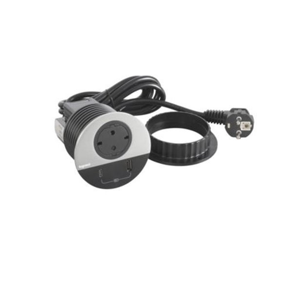 Toma empotrada 2P+T, USB A+C LEGRAND INCARA 2m clavija 2P+T 655046 Metálico