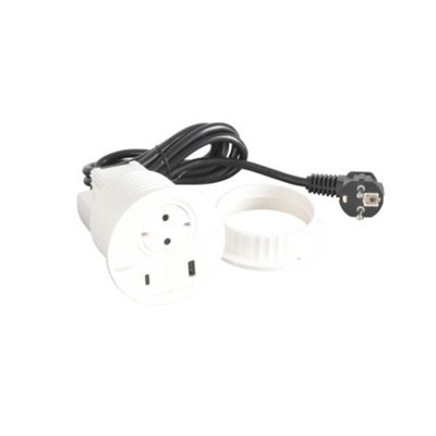 Toma empotrada 2P+T, USB A+C LEGRAND INCARA 2m clavija 2P+T 655044 Blanco