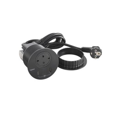 Toma empotrada 2P+T, USB A+C LEGRAND INCARA 2m clavija 2P+T 655045 Negro