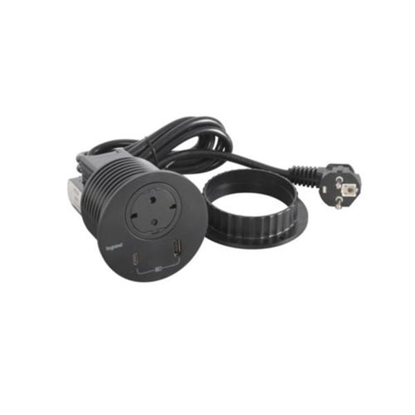 Toma empotrada 2P+T, USB A+C LEGRAND INCARA 2m clavija 2P+T 655045 Negro