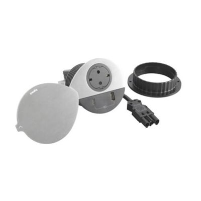 Toma empotrada 2P+T, USB A+C y tapa LEGRAND INCARA Wieland 655047F Metálico