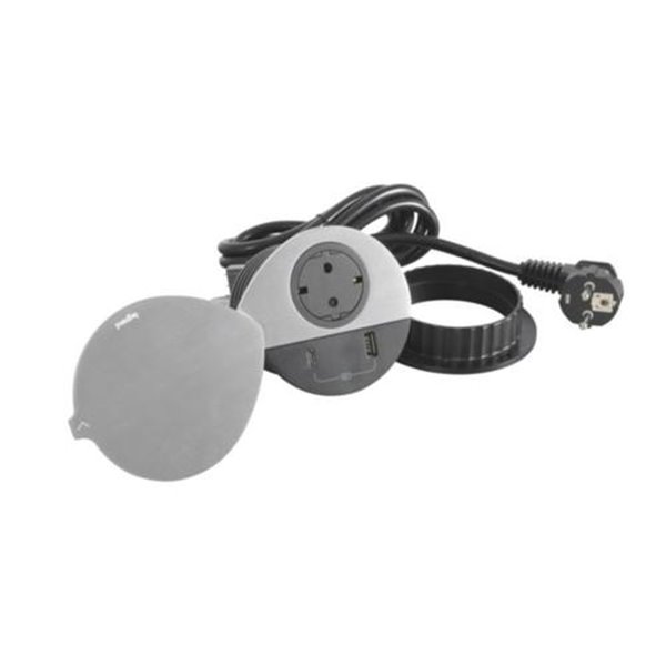 Toma empotrada 2P+T, USB A+C y tapa LEGRAND INCARA 2m y clavija 2P+T 655047 Metálico